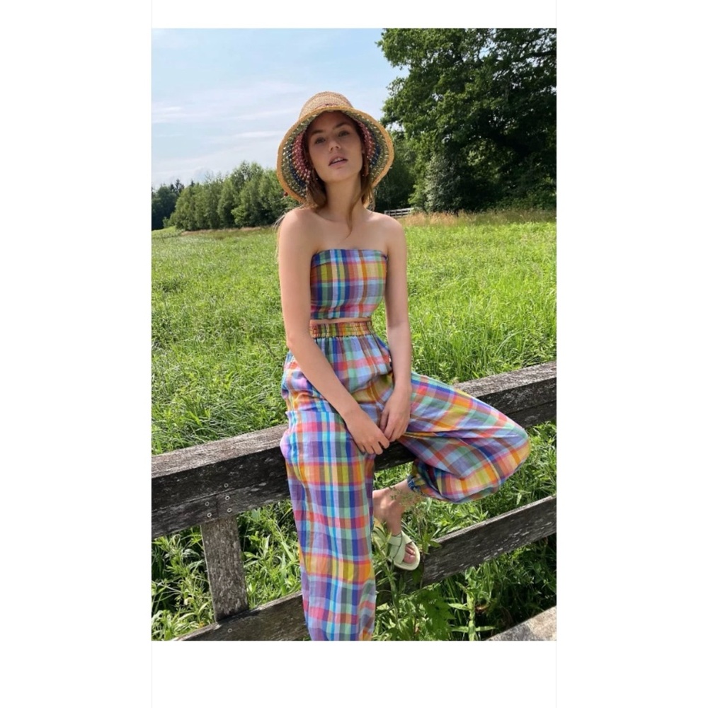 Free People Ticket To Paradise Multicolor Plaid Balloon Beach Pants - Picture 3 of 14